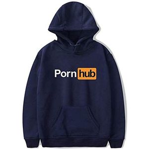 Hot Pornhub capuchontrui heren en vrouwen lange mouwen top mode letter print persoonlijkheid mode, Blauw, XL