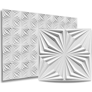 3D-panelen, pvc-kunststof panelen, wandpanelen, gaming, kamer, plafond, 3D-look, briljant, pvc, 3D-platen, 20 stuks, D126, wit