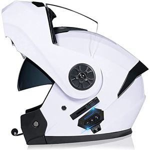 Modulair volledig gezicht met dubbel vizier voor volwassenen Bluetooth-motorhelmen DOT-certificering Opklapbare toerhelmen Ingebouwde Bluetooth-headset met microfoon voor automatisch beantwoorden