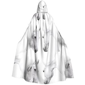 Witte Paarden Unisex Oversized Hoed Cape Voor Halloween Kostuum Party Rollenspel