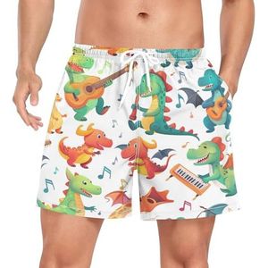Niigeu Naadloze Cartoon Baby Dinosaur mannen zwembroek shorts sneldrogend met zakken, Leuke mode, XL