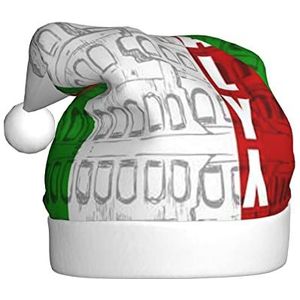 COMAAM Romeins Colosseum Italiaanse Vlag Volwassen Pluche Kerstmuts Kerst Decoratieve Hoed Geschikt Voor Nieuwjaar Feestbenodigdheden