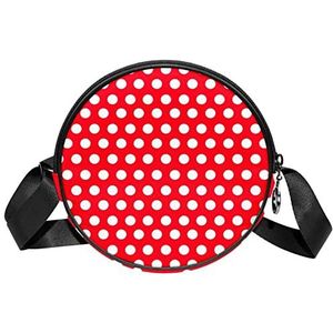 Messenger Bag Nautische Reizen Polka Dots Rode Crossbody Tas voor Vrouwen Rond, Meerkleurig, 6.7x6.7x2.3 in, Sling Rugzakken