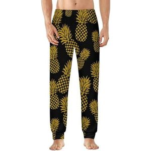 Geelgouden ananas heren pyjama broek zachte lounge bodems lichtgewicht slaapbroek