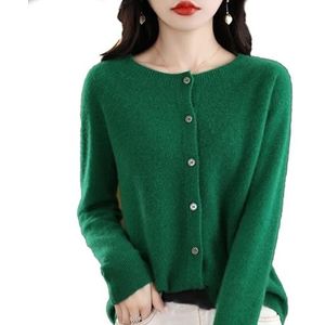 Kasjmier Vest Voor Dames - V-hals Gebreide Knop Voorkant Casual Trendy Tops (Donkergroen, XL)