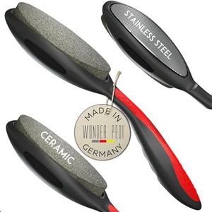 Wonder Pedi Dubbelzijdig - metaal - keramische voetvijl - voeten eeltverwijderaar Made in Germany - Voeten schrobber dode huid - hielschraper voor reparatie van gebarsten hielen - professionele
