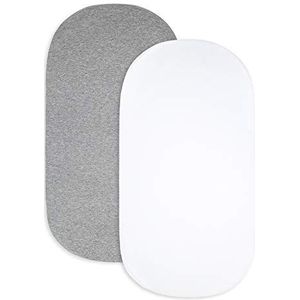 Burt's Bees Baby - Wieglaken, hoeslaken voor jongens en meisjes, uniseks, 100% biologisch jersey, katoenen wieglaken voor standaard wiegmatras (heidegrijs/wit, set van 2)