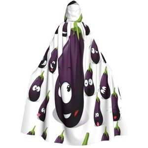 WURTON Carnaval cape met capuchon voor volwassenen, heks en vampier, cosplay kostuum, mantel, geschikt voor carnavalsfeesten, 190 cm cartoon aubergine