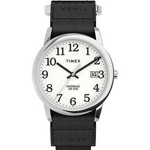 Timex Herenhorloge wit analoog roestvrij staal, zwart/zilverkleurig/wit/E/35 mm, 35 mm, Easy Reader-polshorloge