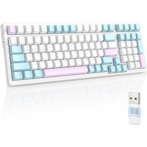 MAGIC-REFINER RK96 Draadloos Toetsenbord, 80% Mechanisch Gaming Toetsenbord, Bluetooth 5.0/2.4GHz Dual-mode, Compacte 100 toetsen, Hot Swappable Rode Schakelaar, voor PC/MAC/Tablet/Smartphone