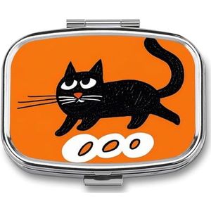 Zwarte Kat Pillendoos Pil Case Leuke Pil Organizer Pil Houder Geneeskunde Pil Organizer Pil Container Dagelijkse Pil Organizer Kleine Pillendoos Pil Case voor Portemonnee Pocket