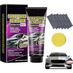 Auto-krasverwijderingsset 120g, 6 nano-doeken + spons, reparatiepasta, polish en koplampenpolish, gelakte oppervlakkenverwijderaar