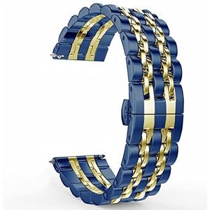 Roestvrijstalen riem compatibel met fossiel GEN 6 4 4 mm GEN6 Metalen band compatibel met fossiel GEN 5E 4 4 mm/Gen 5 LTE 4 5mm smartwatch horlogeband armband (Color : Blue gold, Size : 22mm)