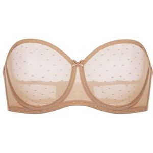 DOBREVA Vrouwen Strapless BH Kant Bandeau Wired BH Sexy Transparante Ongevoerde Grote Borsten natuurlijk 75C