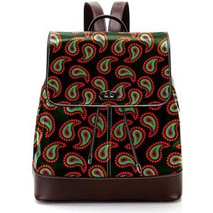 Rode blauwe Paisley Swirls patroon zwarte achtergrond gepersonaliseerde casual dagrugzak tas voor tiener, Meerkleurig, 27x12.3x32cm, Rugzak Rugzakken