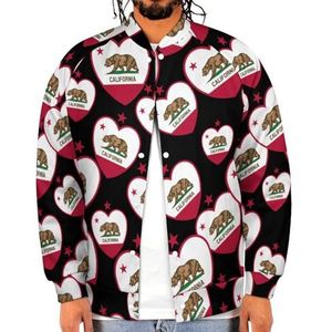 Californië vlag hart grappige mannen honkbal jas gedrukt jas zachte sweatshirt voor lente herfst