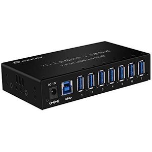 GEKRY USB 3.0 Hub, USB Data Hub, Metalen Case Monteerbare 7-Poorts Aangedreven USB Hub 3.0 met 36W AC Adapter-Type A