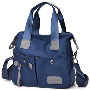 Popoti Schoudertas voor dames, handtas, portemonnee, nylon, waterdicht, schoudertas, rugzak, multifunctioneel, school, messenger crossbody tas, Navy Blauw, M, Elegant