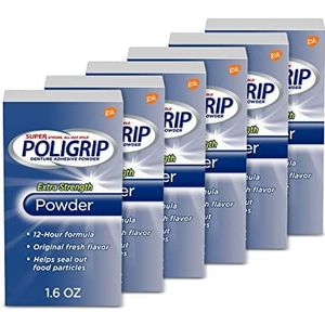 Poligrip Super Extra Sterkte Kunstgebit en Partials Zelfklevend Poeder, 1.6 Oz, Pack van 6