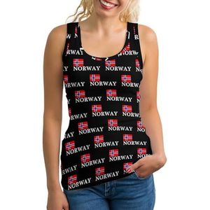 Noorwegen's National Pride Lichtgewicht Tanktop voor Vrouwen Mouwloze Workout Tops Yoga Racerback Running Shirts XL