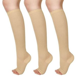 Ikfashoni - Compressiekousen - Beige - Medische Kniekousen zonder Teen - XXL