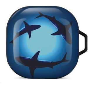 Drijvende haaien oordopjes hoesje compatibel met Samsung hard shell beschermhoes zwart-stijl