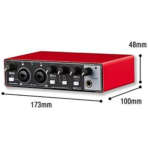 Audio DJ-mixer Geluidskaart for opname Studio geluidsapparatuur USB-interface for opname met loopback monitoring 48V Podcast-apparatuur (Color : Rosso, Size : L)