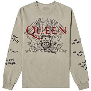 Queen T-shirt Liedtitels Handgeschreven Print Officiële Unisex Lange Mouw Zand, Zand, XL