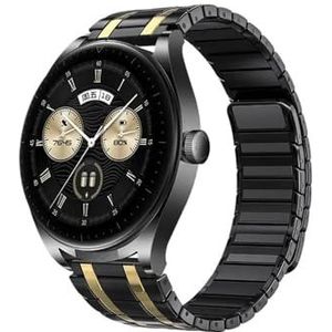 Zelfaanzuigende band geschikt for Huawei Watch GT 3 4Pro 46 mm roestvrijstalen armband geschikt for Samsung Galaxy 3 45 mm geschikt for Amazfit GTR 47 mm geschikt for Seiko(Black gold,22mm)