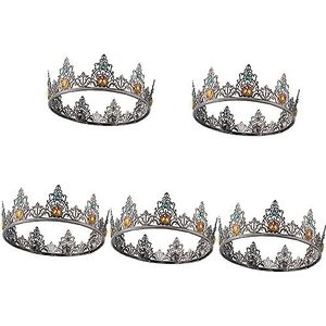 Bruidsdialoog, bal tiara, prinses tiara, volwassen 2 stks barokke kroon kronen for mannen accessoires heren accessoires kostuum kronen koning rekwisieten partij gunst metalen feest hoed legering man k