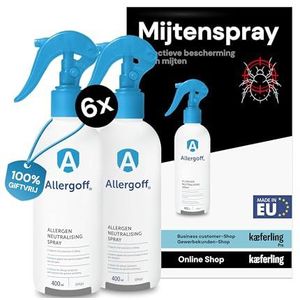 Allergoff mijtenspray 6x 400ml - Professionele bescherming voor hotels & bedrijven - 100% niet giftig & effectief - 6 maanden langdurige bescherming