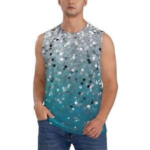 Heren tanktop mouwloos T-shirt glinsterende blauwe achtergrond - ademende sneldrogende heren vesten bodybuilding atletische zomer workout tanktops, 3 D, S