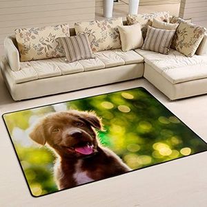 Gebied tapijten 100 x 150 cm, schattige glanzende puppy hond vloermat print flanellen mat tapijt antislip deurmat, voor picknick, woonkamer