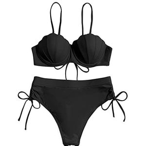 2-delig Badpak, Ademende Pure Kleur Elegante Spaghetti Band Bikini Set Modieus voor Dames voor Strandfeest (S)