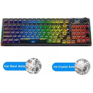QPSJXN Draadloos Bluetooth mechanisch toetsenbord F98 Pro hotswap RGB-toetsenbord aanpasbaar met transparante toetsen (zwart transparant)