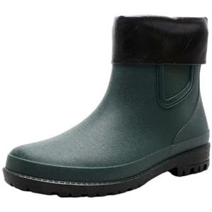 YDYAENIO Waterdichte Tuin Wellies Heren Regenlaarzen voor Mannen Korte Chef Keuken Winter Man Schoenen Enkel Laag Waterdicht (A1 Groen (Pluche), 42)