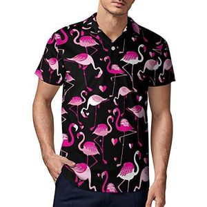 Pink Flamingos heren golf poloshirt zomer korte mouw T-shirt casual sneldrogende T-shirts 2XL