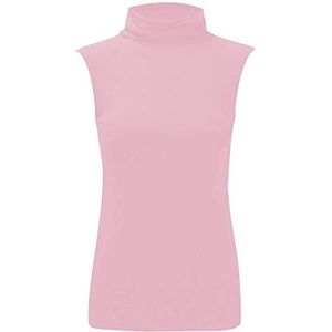 Hamishkne dames dames hoge polo hals mouwloos T-shirt casual rekbare bodycon vest top, Baby Roze, 34-36