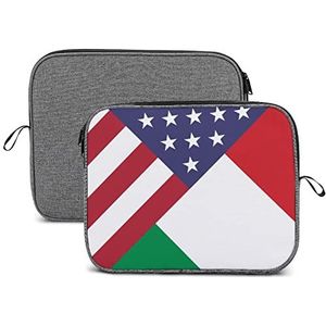Amerikaanse Italië Vlag Laptop Sleeve Case Beschermende Notebook Draagtas Reizen Aktetas 14 inch