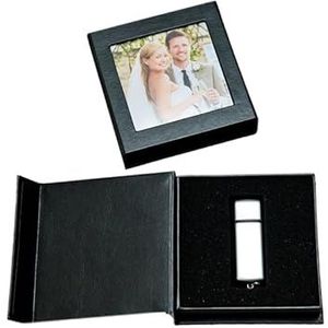 Elegantdisk USB-box met beeldvenster voor 1 USB-stick USB Flash Drive. Opbergdoos, Etui, Hoes voor USB (zwart)