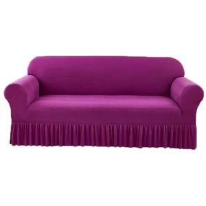 Dikke Fluwelen Bankhoezen, Elastische Bankhoezen Voor Woonkamer, Universele Rekbare Armsteun Sofahoes, Krasbestendig Meubelhoes Voor Bank(Red Purple,1 Seater)
