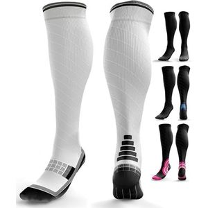 aZengear Compressiesokken voor dames en heren (20-30mmHg / Klasse 2) - ondersteuning van het scheenbeen en de kuiten, sokken voor op reis voor gezwollen, onrustige benen, spataderen, sport (S/M)