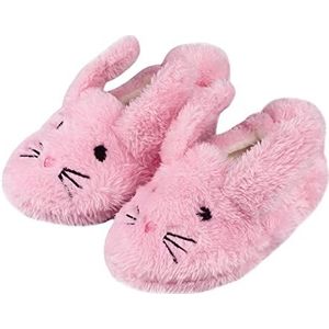 LACOFIA Kinderen Meisjes Sloffen Kleuter Antislip Rubberen Zool Slipper Schoenen Kinderen Winter Warm Dier Pantoffels Konijn Roze 22/23