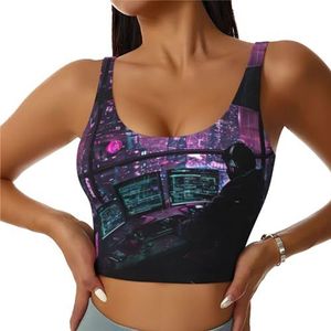 Hacker Era Print Casual Wear Vrouwen Sport Vest Yoga Vest Workout Vest voor Vrouwen Lichtgewicht Trendy, Zwart, M