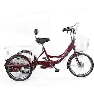 CAULO 20"" elektrische fiets met 3 wielen voor senioren, elektrische driewieler voor volwassenen, driewielige fiets met verwijderbare 48V 20Ah lithiumbatterij, met mand
