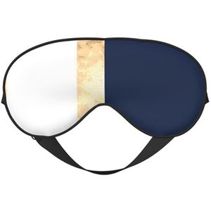 Goud Blauw Wit Afdrukken Dubbelzijdig Zacht Oogmasker Omkeerbaar Ontwerp, Verstelbaar voor Snug Fit, Blokkeert Licht Oogmasker