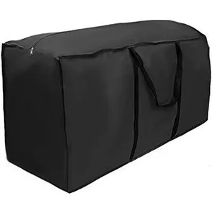 HENTEX Opbergtas, beschermhoes voor tuinkussens, 125 x 50 x 32 cm, opbergtas voor tuinkussens, opbergtas met handgreep, grijs