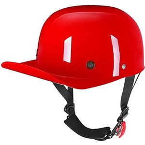 Volwassenen Retro Motorcycle Skull Cap Helm, DOT Goedgekeurde Retro Baseball Cap Open-Face Halve Helm voor Scooter Bromfiets Mannen en Vrouwen Street Cruiser Jet Style Helm Decoration