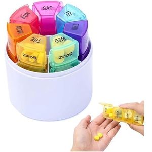 Pill dispenser Pill Organizer, 4 Times A Day Removable, 7 Day Pill Box with Case, Travel Compact Pill Holder, BPA Free (Size : 1pcs)