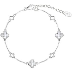 Lllunimon - Parelmoer Klaver Armband - 14K Vergulde Klaver - Zilver